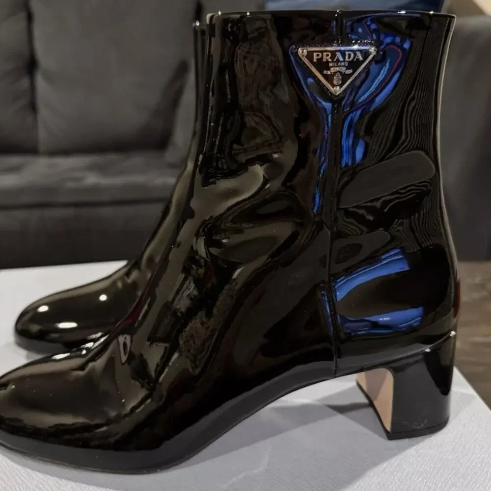 Prada Patent Leather Booties Size 38 - Picture 4 of 5